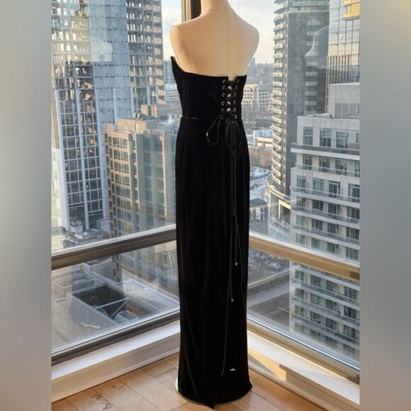 🆕 BRONX & BANCO 🧿 NWOT Florentina Corset Gown, Black Velvet, Sz L US 8 - Picture 10 of 15